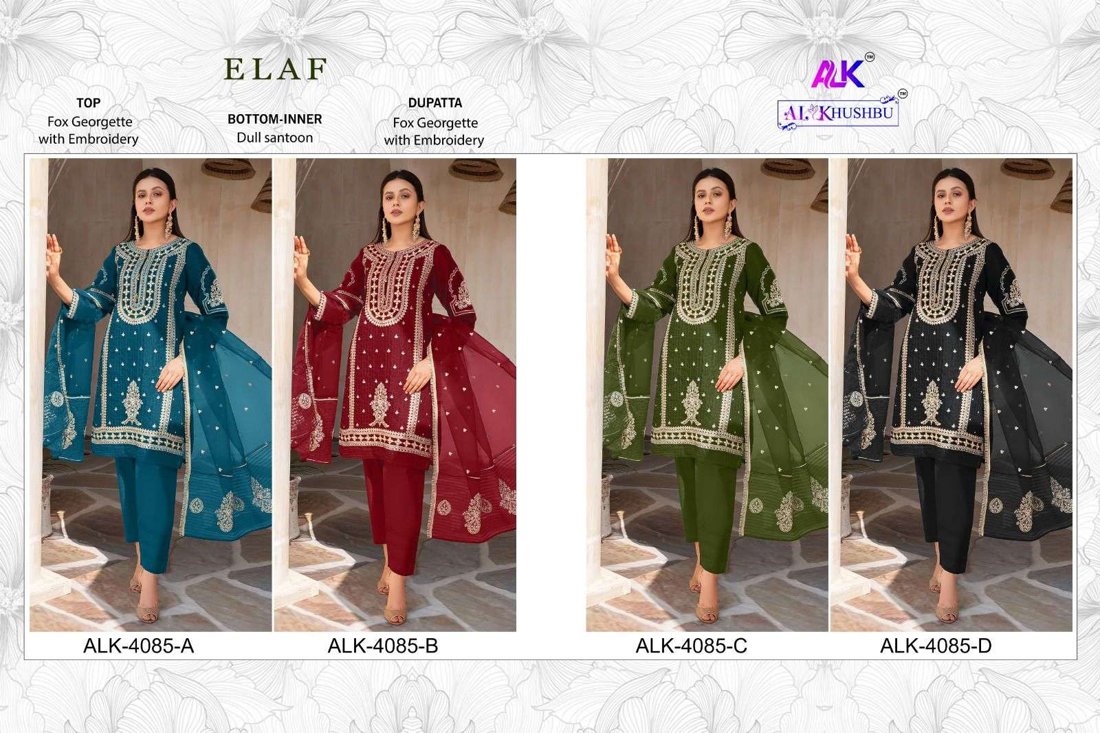 Alk Khushbu Elaf Vol 1 Pakistani Salwar Kameez Wholesale catalog