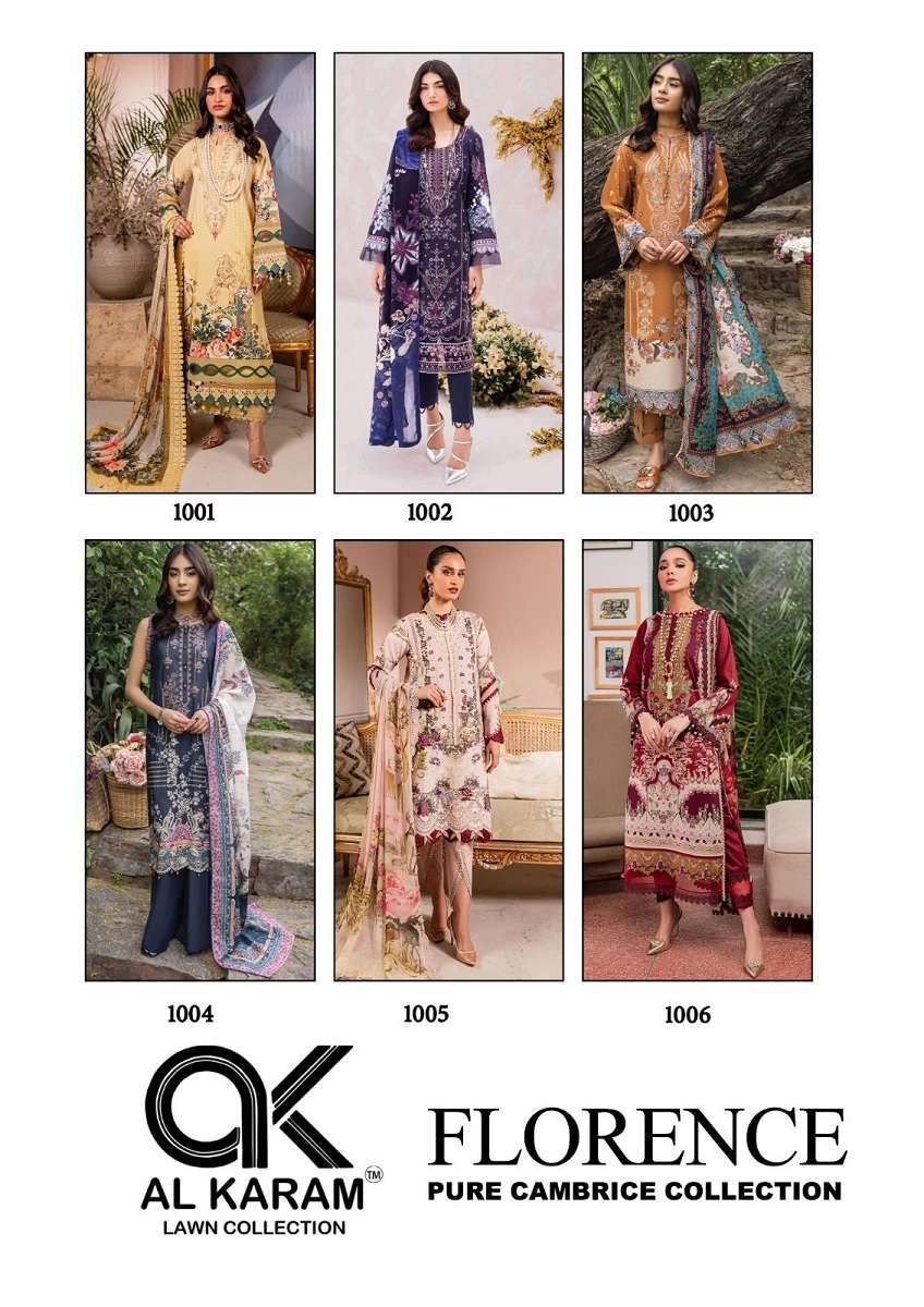  Alkaram Florence Vol-1 - Pure Cambrice Collection  - Wholesale Catalog