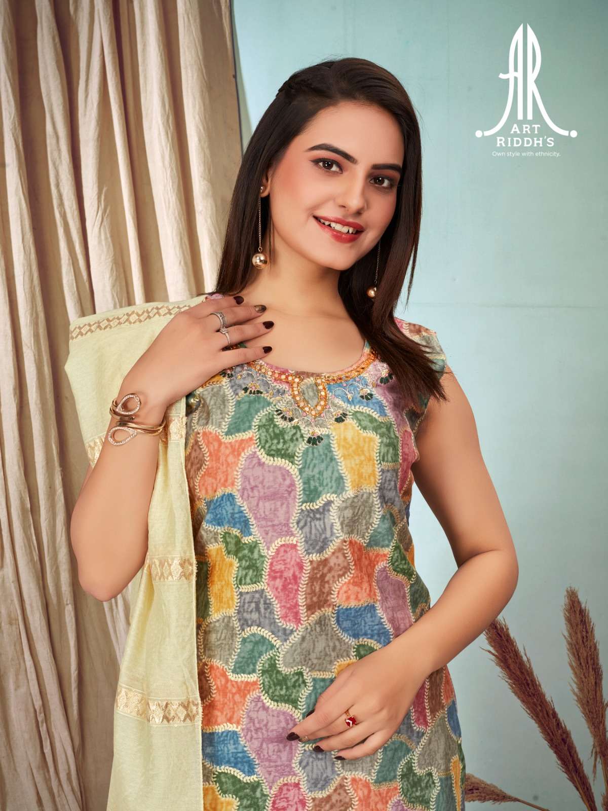 Art Ridh vol-2  MODAL CHANDARY HEAVY KHATLIWORK AND HAND WORK Kurti Wholesale catalog