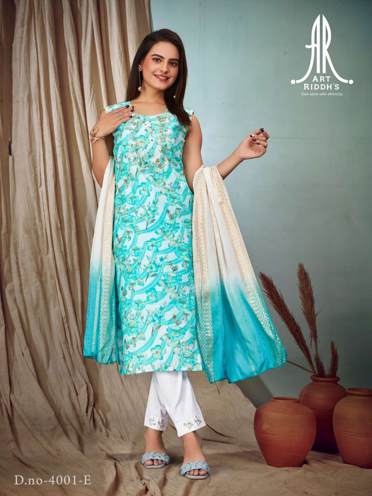 Art Ridh vol-3  MODAL CHANDARY HEAVY KHATLIWORK AND HAND WORK Kurti Wholesale catalog