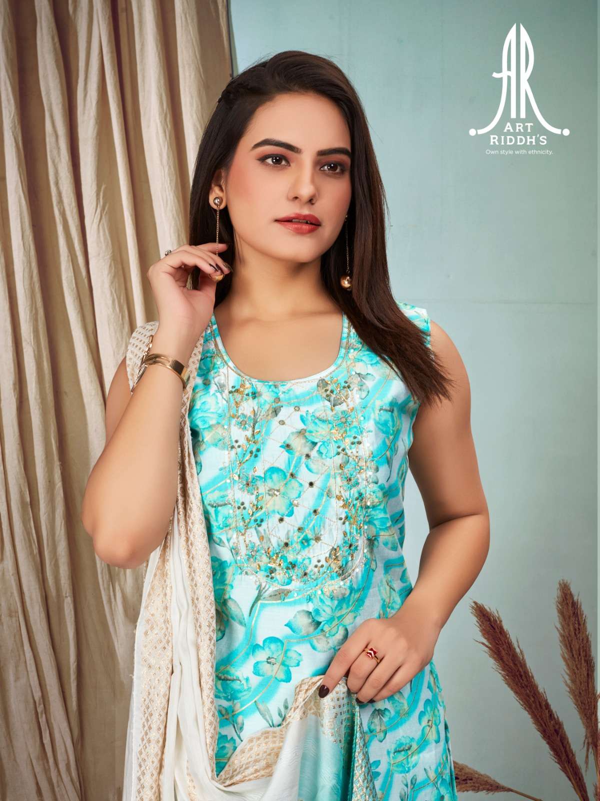 Art Ridh vol-3  MODAL CHANDARY HEAVY KHATLIWORK AND HAND WORK Kurti Wholesale catalog