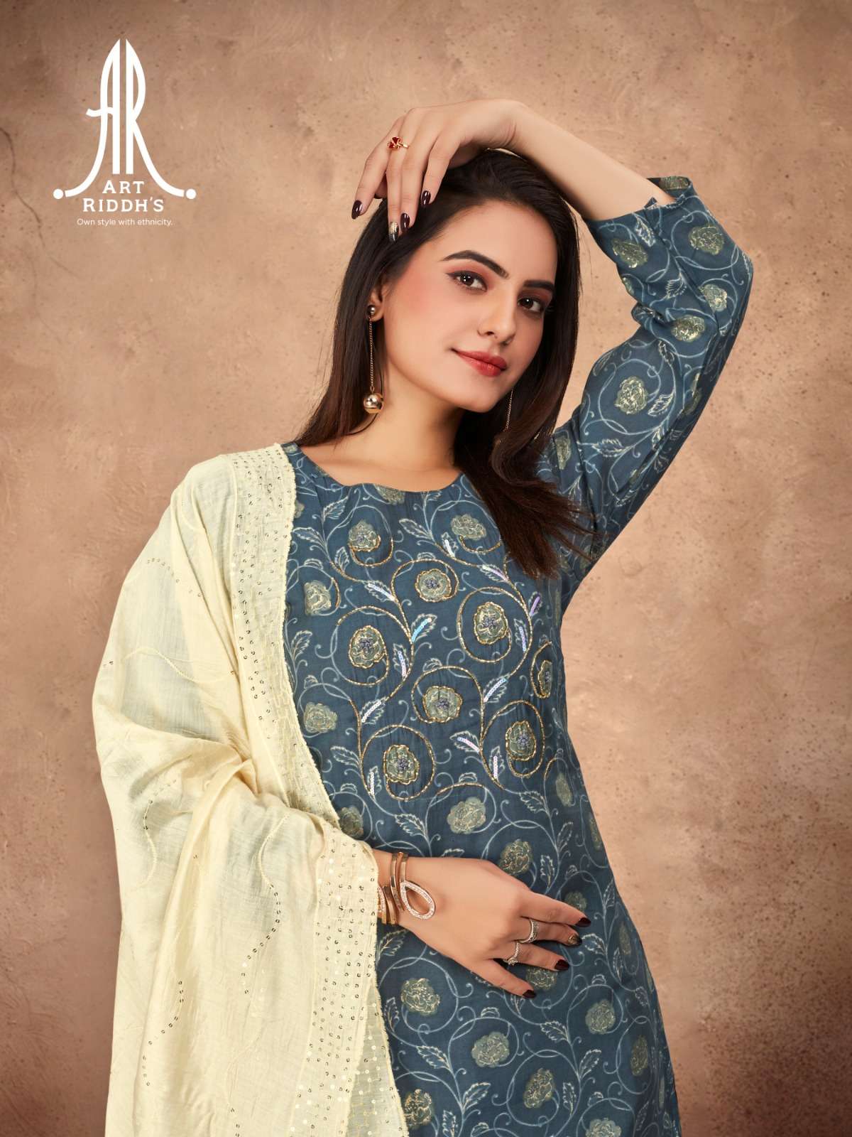 Art Ridh vol- 3 Modal chanderi Kurti Wholesale catalog