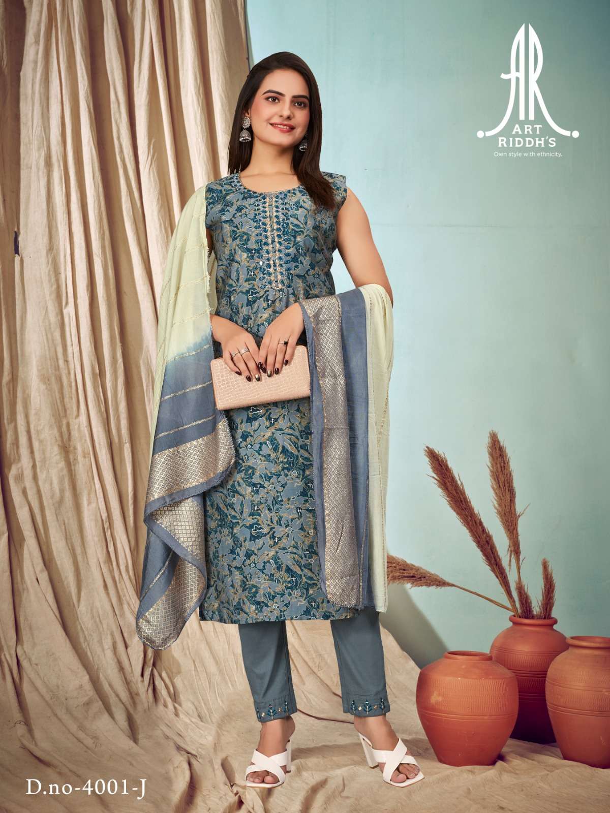 Art Ridh vol-4  MODAL CHANDARY HEAVY KHATLIWORK AND HAND WORK Kurti Wholesale catalog