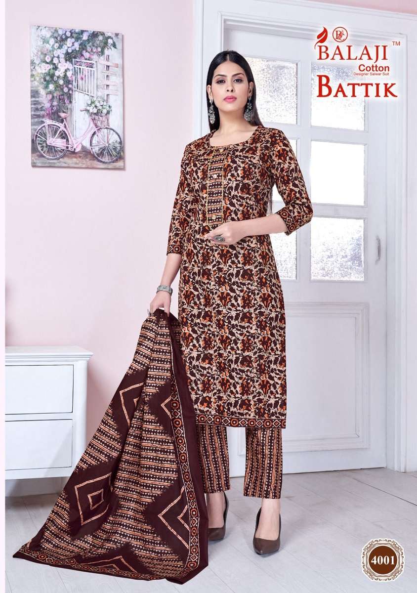 Balaji Battik Art Work Vol-4 Kurti Pant Dupatta -Wholesale Catalog