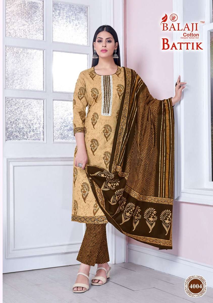 Balaji Battik Art Work Vol-4 Kurti Pant Dupatta -Wholesale Catalog