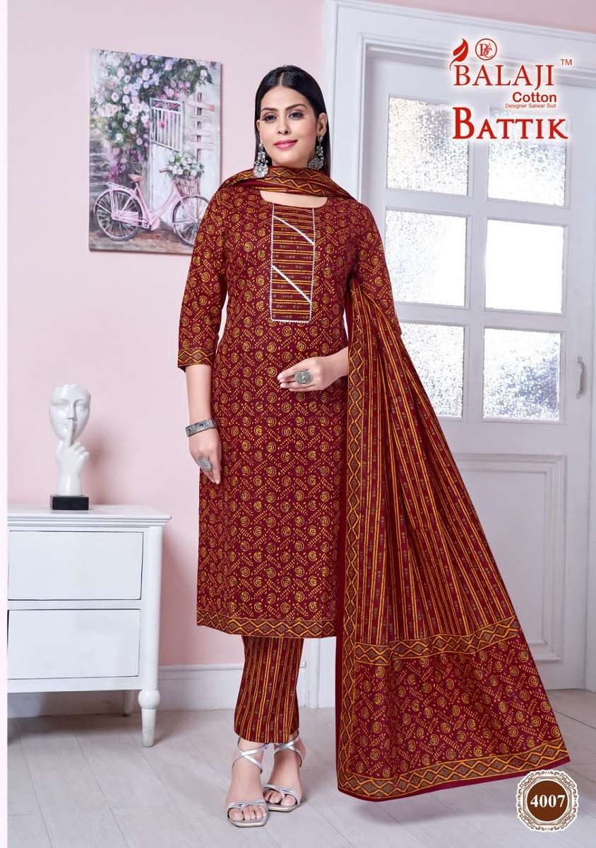 Balaji Battik Cotton Art Work Vol-4 – Dress Material -Wholesale Catalog