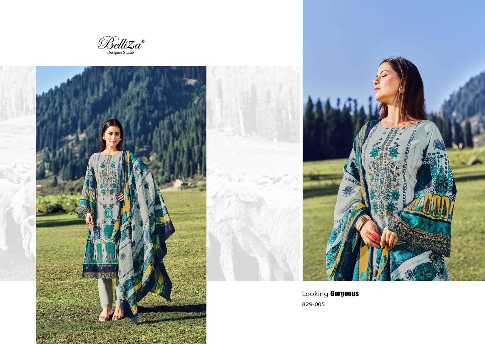 Belliza Aalia Exclusive Embroidery Dress Material Wholesale catalog