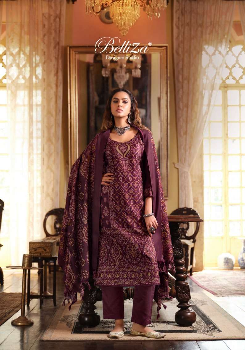 Belliza Cashmera Kaani Winter Pashmina Dress Material Wholesale catalog