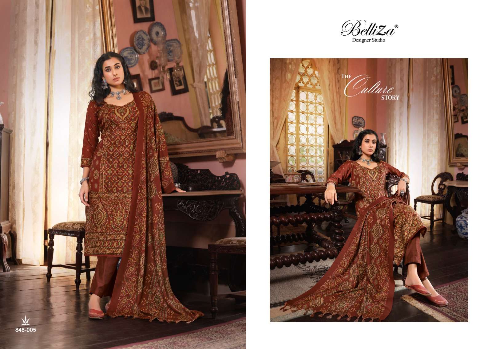 Belliza Cashmera Kaani Winter Pashmina Dress Material Wholesale catalog