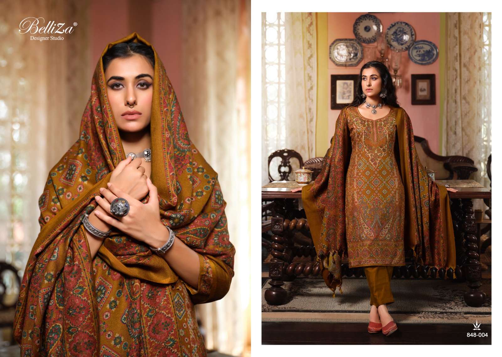 Belliza Cashmera Kaani Winter Pashmina Dress Material Wholesale catalog