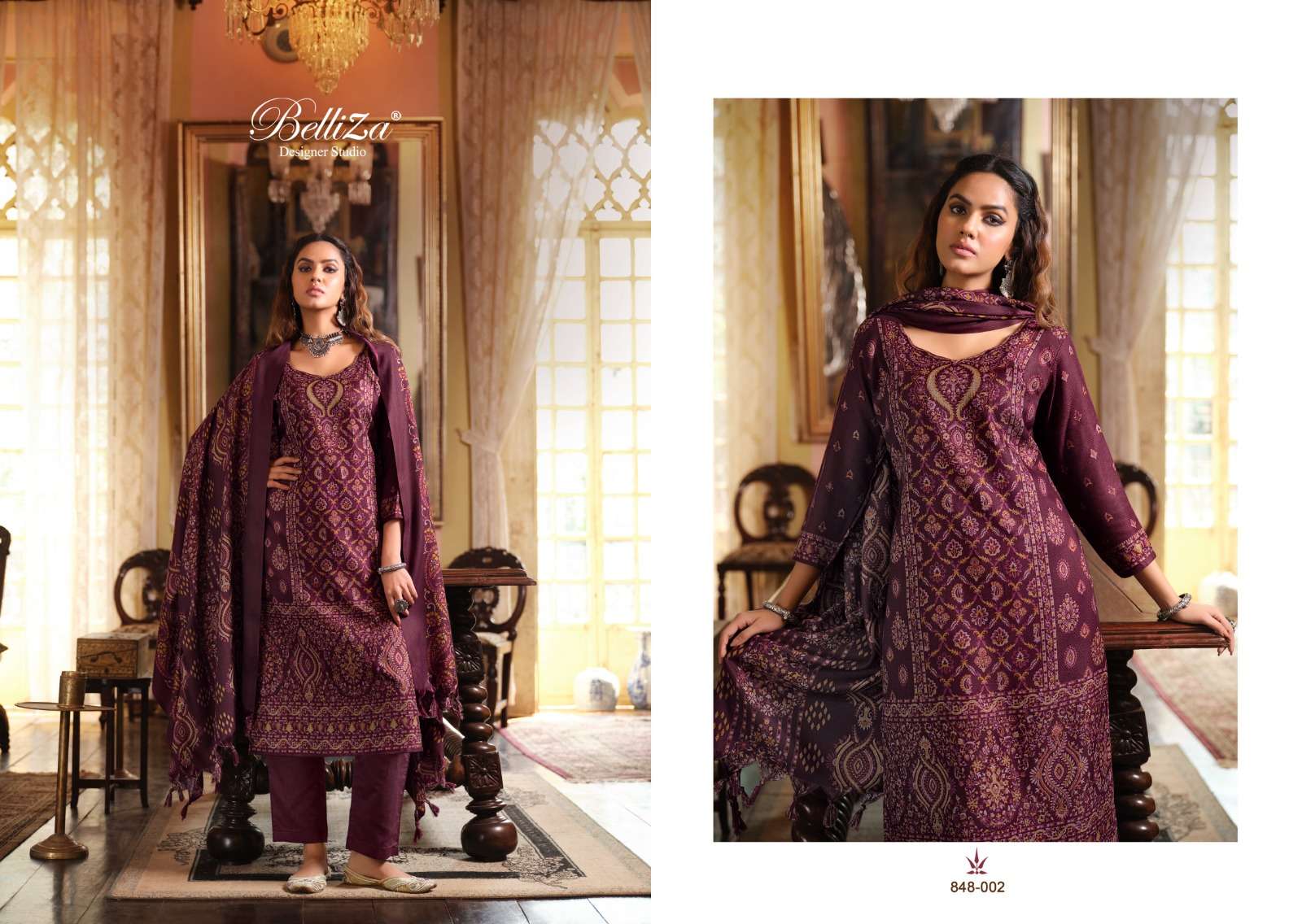 Belliza Cashmera Kaani Winter Pashmina Dress Material Wholesale catalog