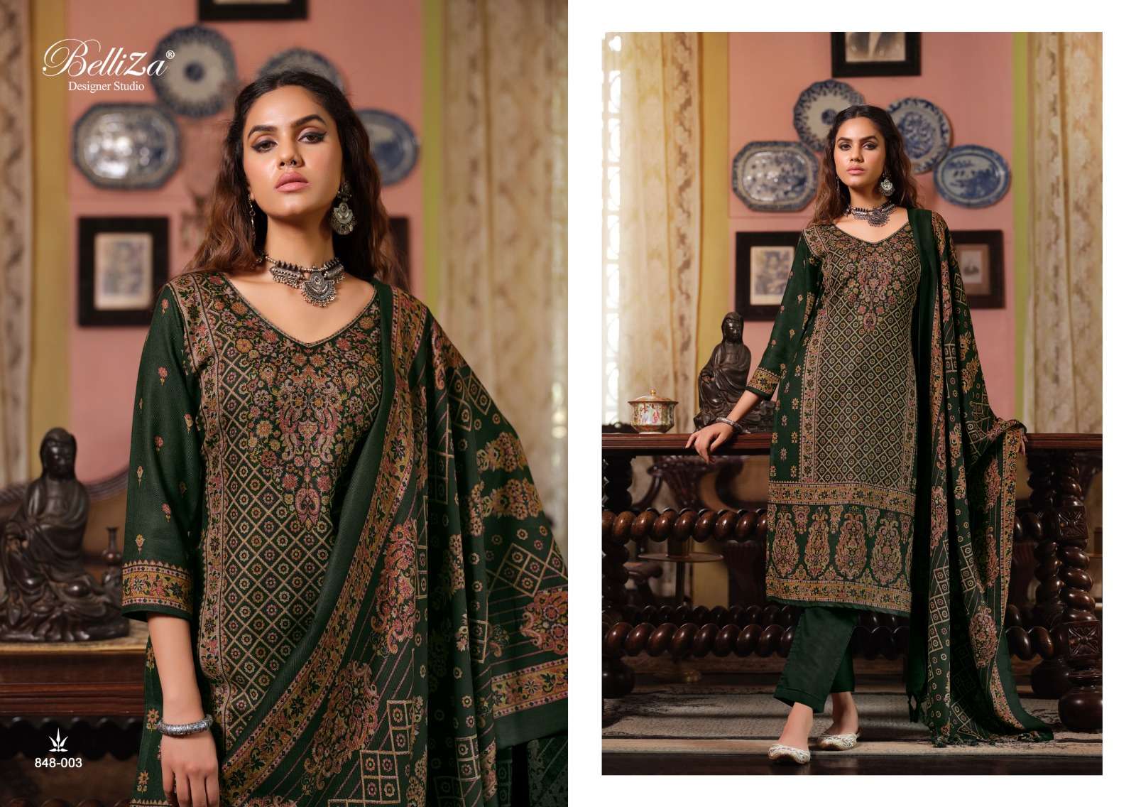 Belliza Cashmera Kaani Winter Pashmina Dress Material Wholesale catalog