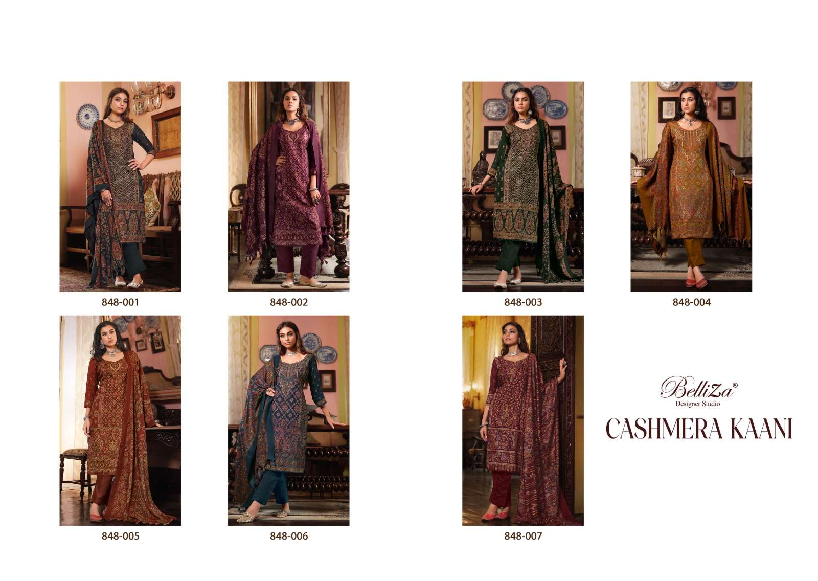 Belliza Cashmera Kaani Winter Pashmina Dress Material Wholesale catalog