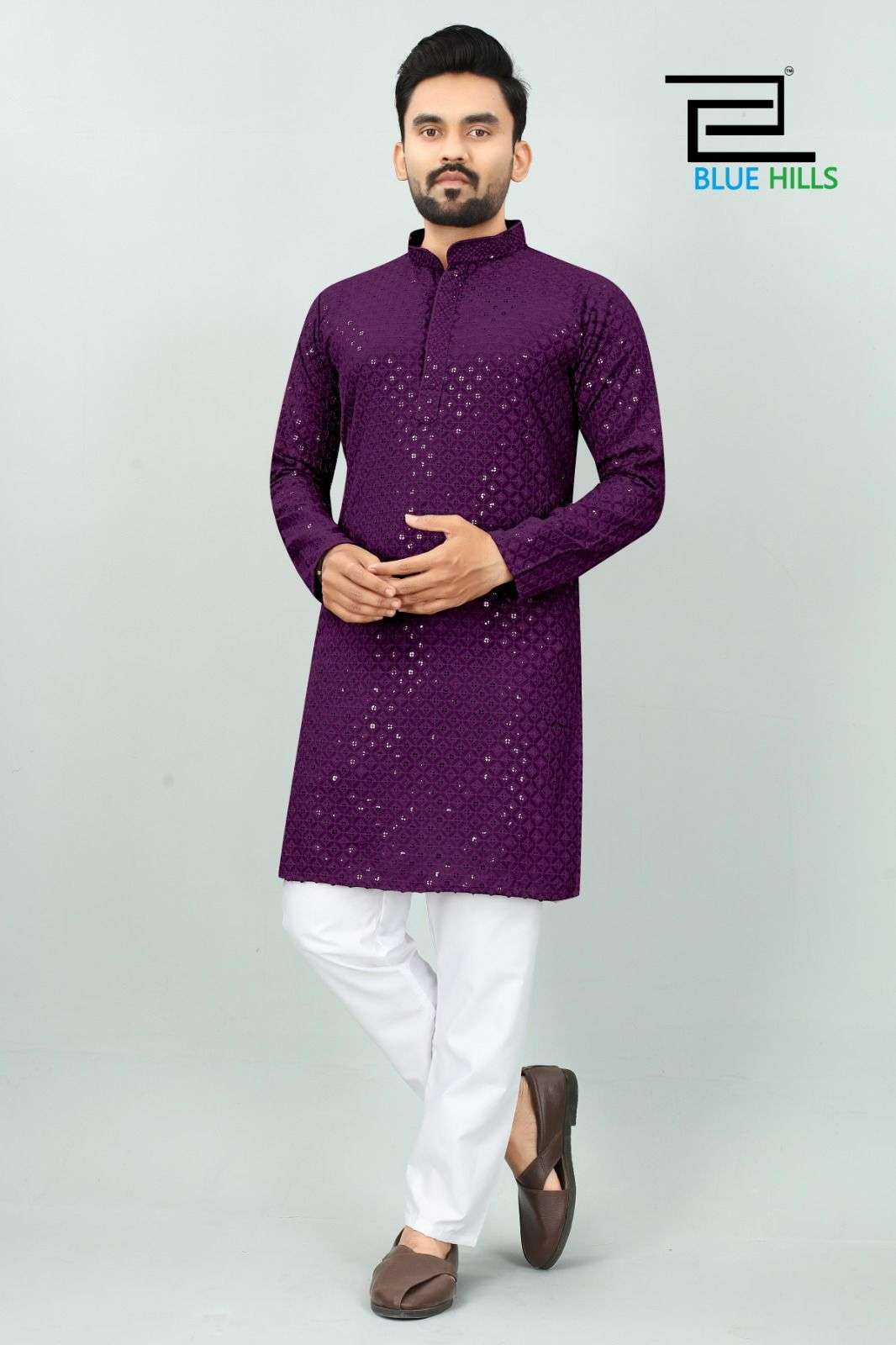 Blue Hills Desi Boyz 2 Chikan Work Mens Kurta Wholesale catalog