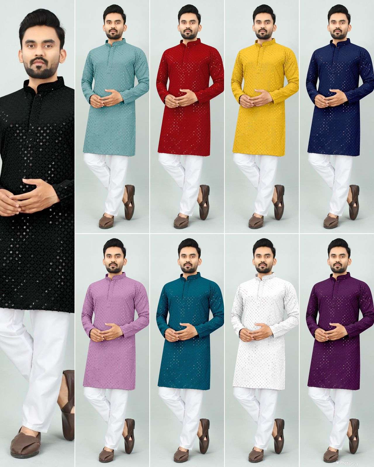 Blue Hills Desi Boyz 2 Chikan Work Mens Kurta Wholesale catalog