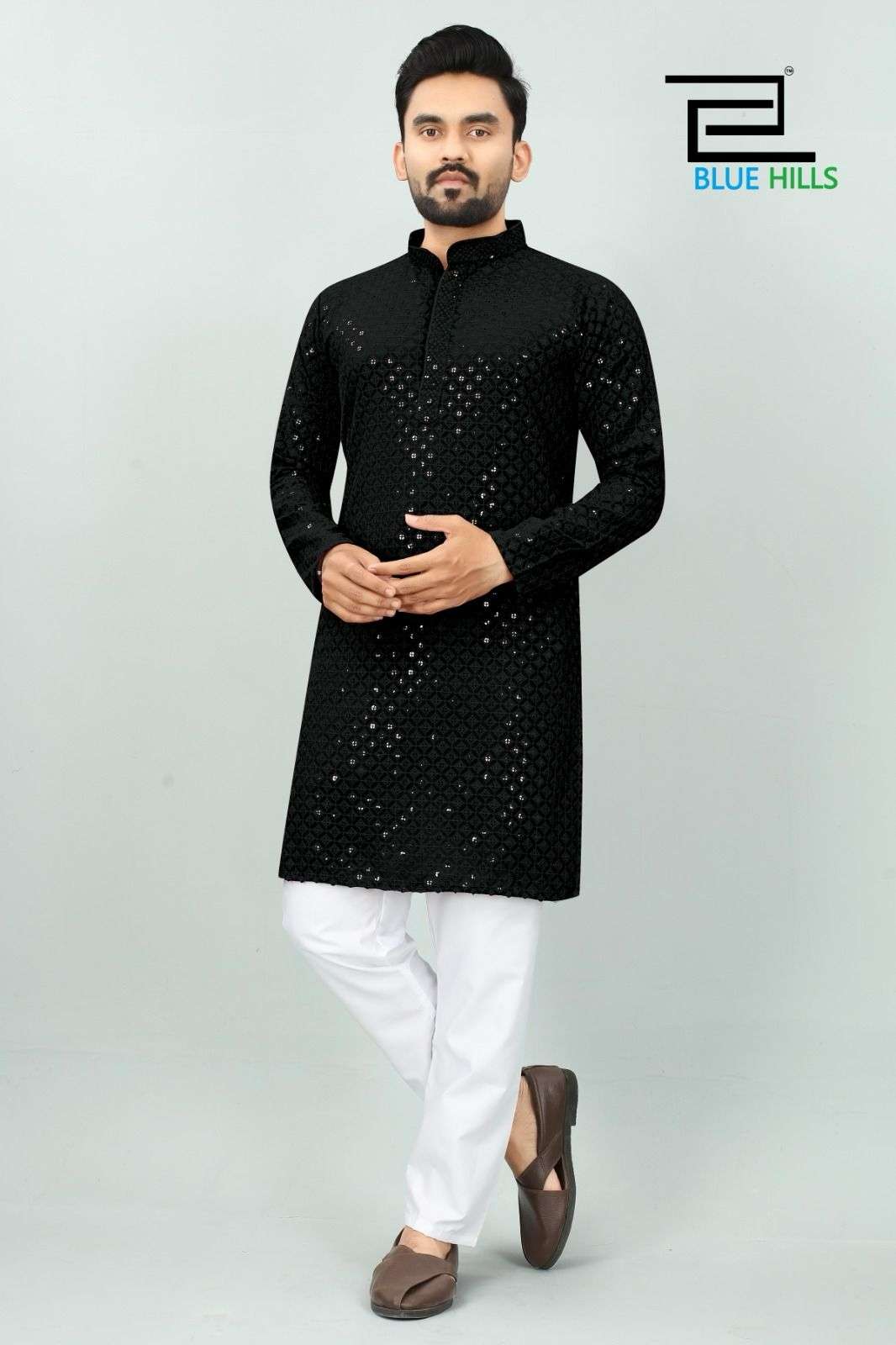 Blue Hills Desi Boyz 2 Chikan Work Mens Kurta Wholesale catalog