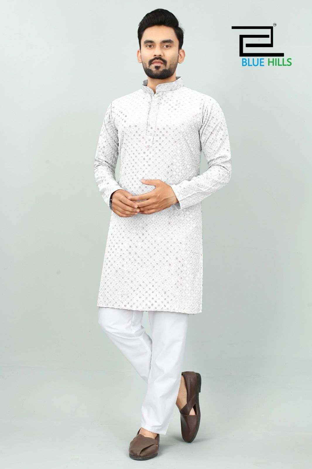 Blue Hills Desi Boyz 2 Chikan Work Mens Kurta Wholesale catalog