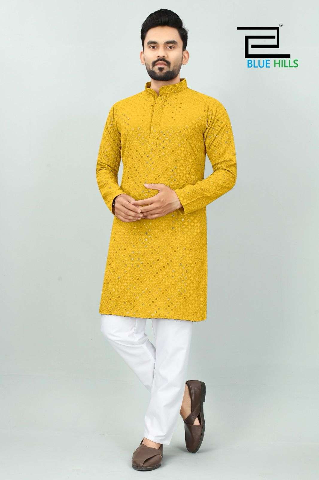 Blue Hills Desi Boyz 2 Chikan Work Mens Kurta Wholesale catalog