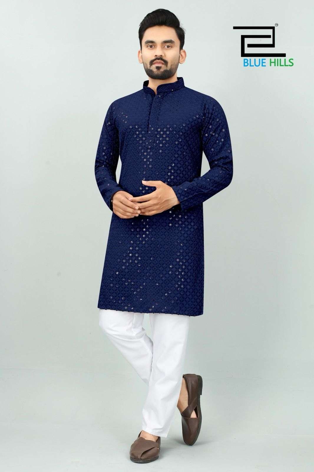 Blue Hills Desi Boyz 2 Chikan Work Mens Kurta Wholesale catalog