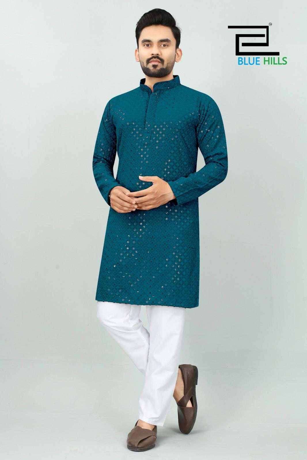 Blue Hills Desi Boyz 2 Chikan Work Mens Kurta Wholesale catalog