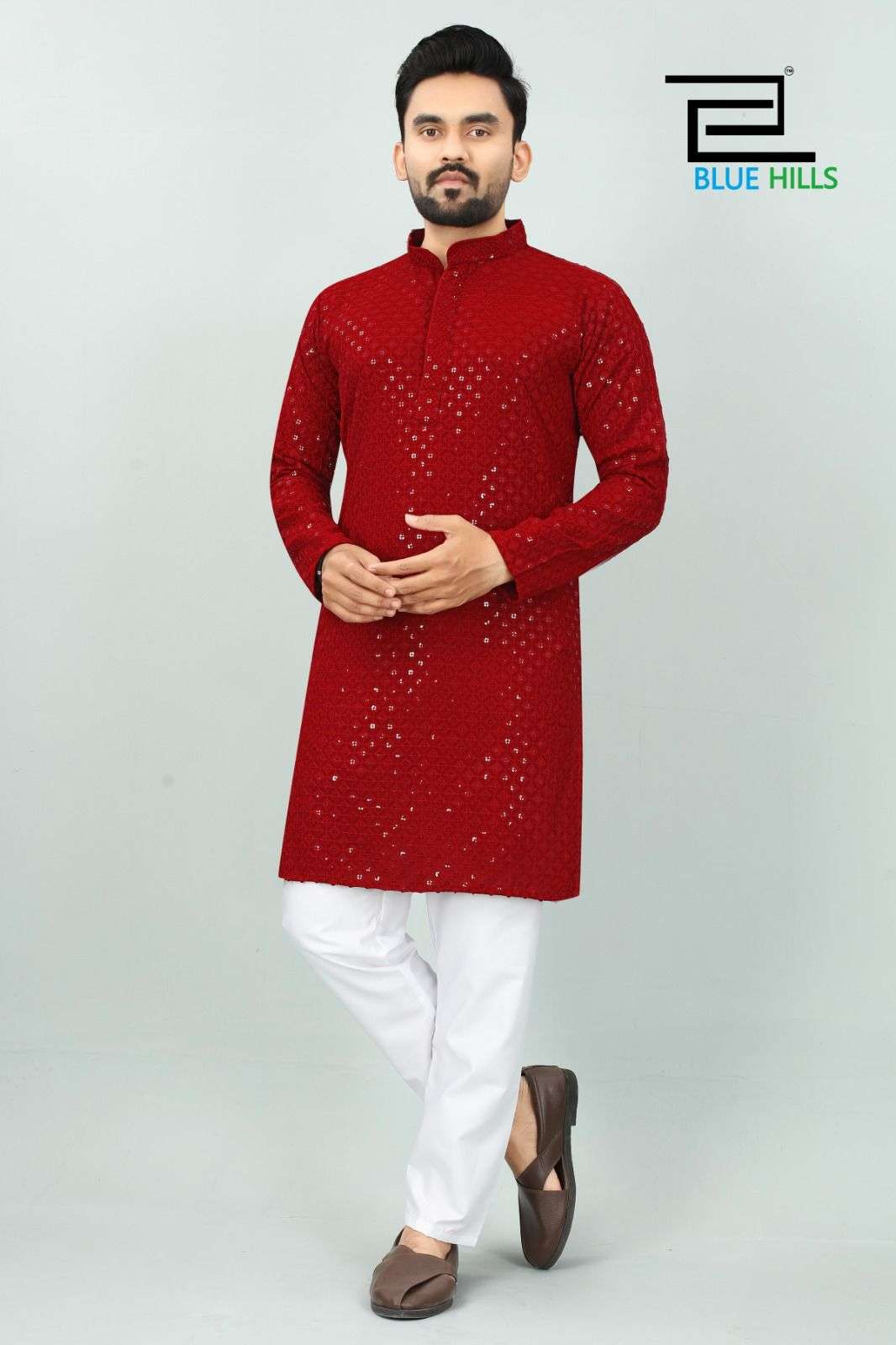 Blue Hills Desi Boyz 2 Chikan Work Mens Kurta Wholesale catalog