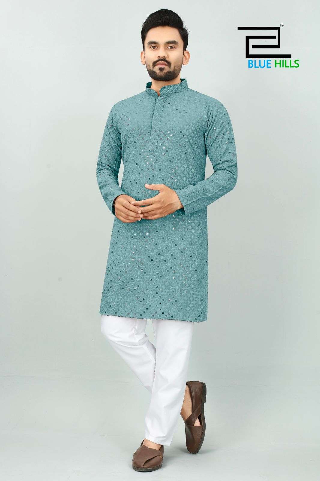 Blue Hills Desi Boyz 2 Chikan Work Mens Kurta Wholesale catalog