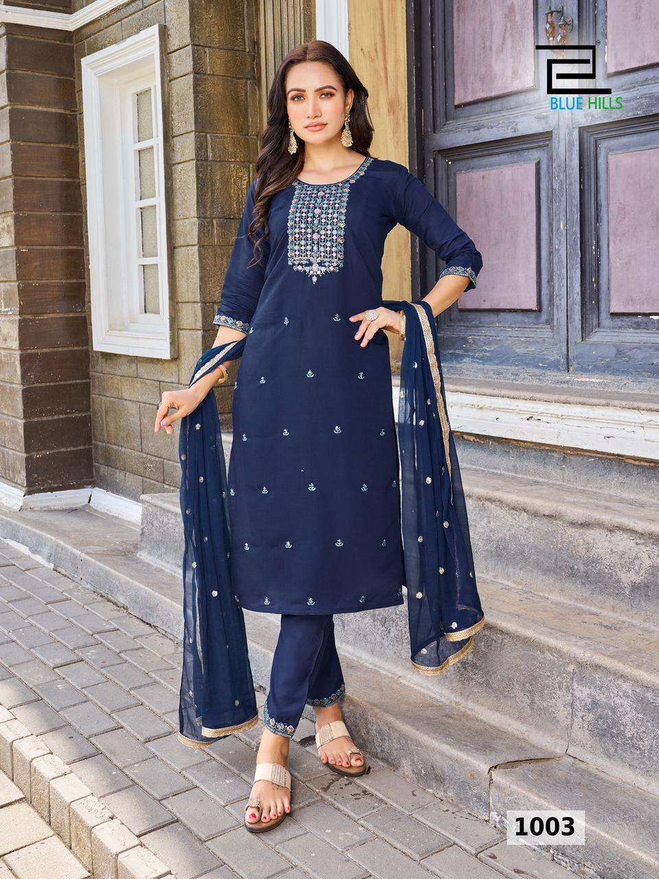 Blue Hills Rasmalai Silk Designer Ready Made Wholesale catalog