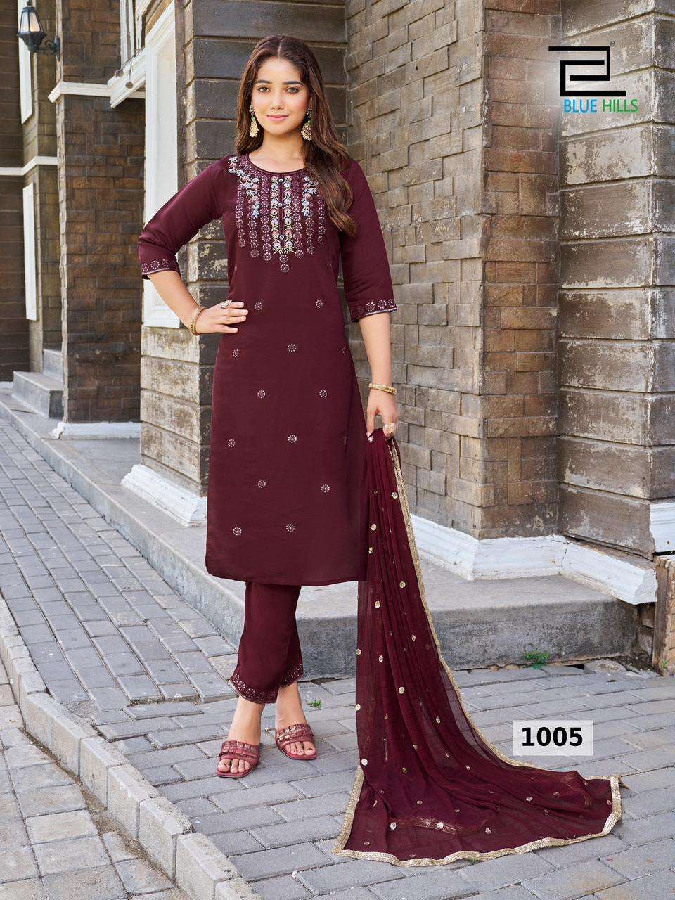Blue Hills Rasmalai Silk Designer Ready Made Wholesale catalog