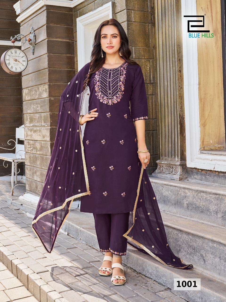 Blue Hills Rasmalai Silk Designer Ready Made Wholesale catalog