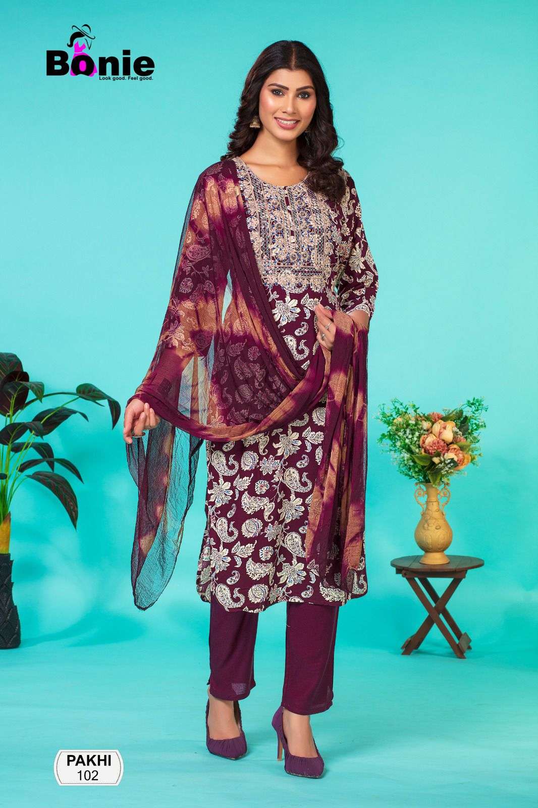 Bonie Pakhi Festive Wear Kurti Pant With Dupatta Wholesale catalog