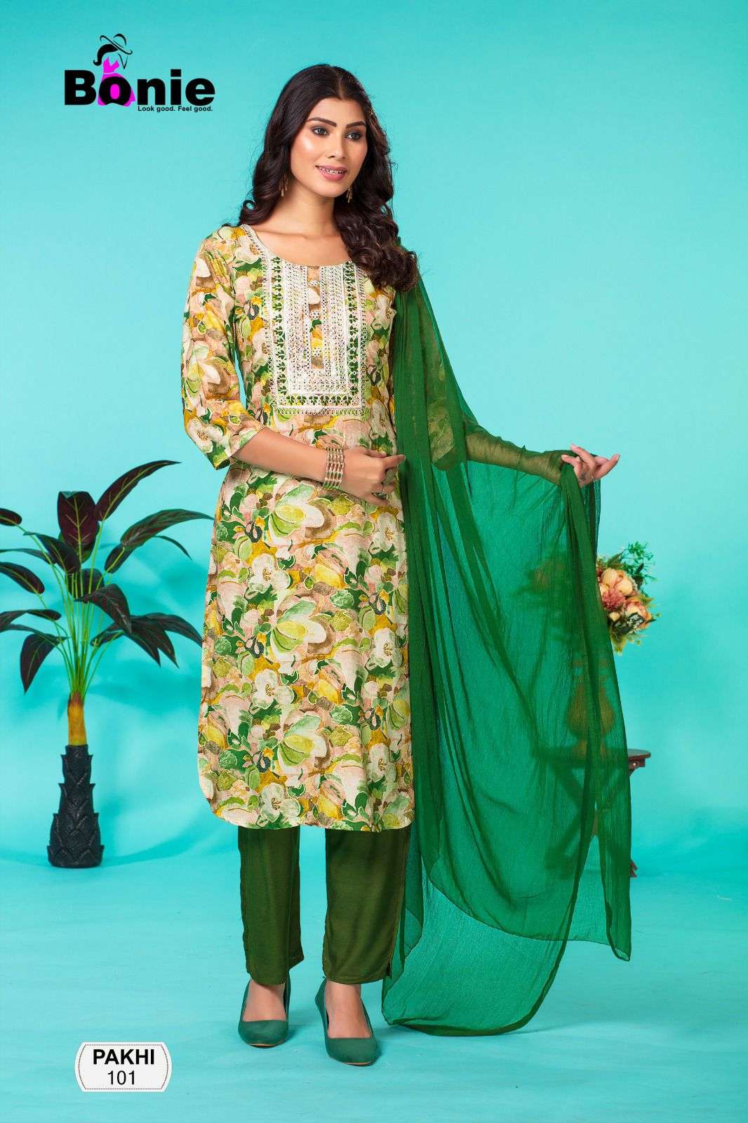 Bonie Pakhi Festive Wear Kurti Pant With Dupatta Wholesale catalog