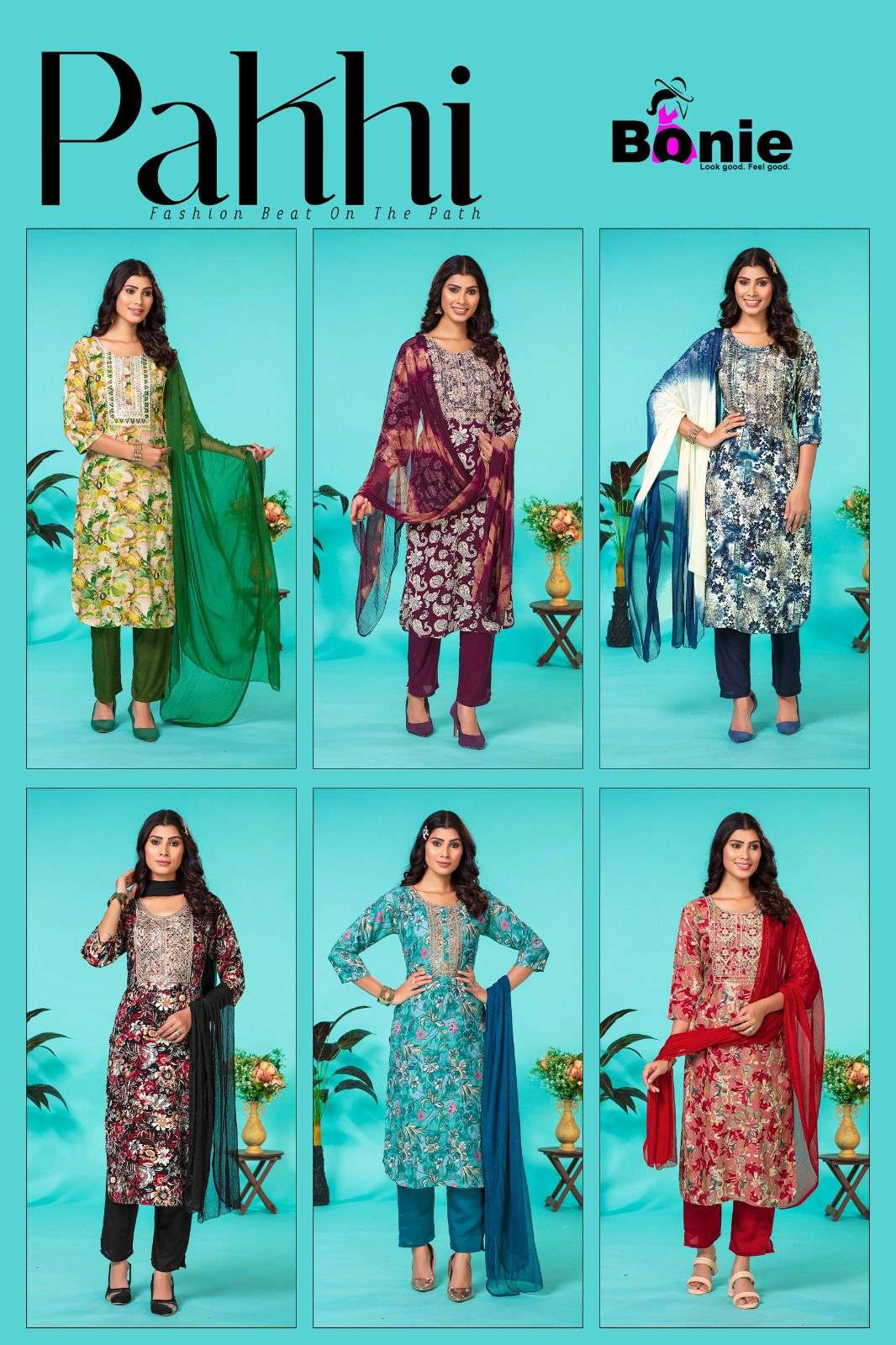 Bonie Pakhi Festive Wear Kurti Pant With Dupatta Wholesale catalog