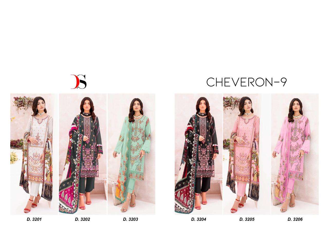 Deepsy Cheveron Vol 9 Chiffon Dupatta Pakistani Salwar Suits Wholesale catalog