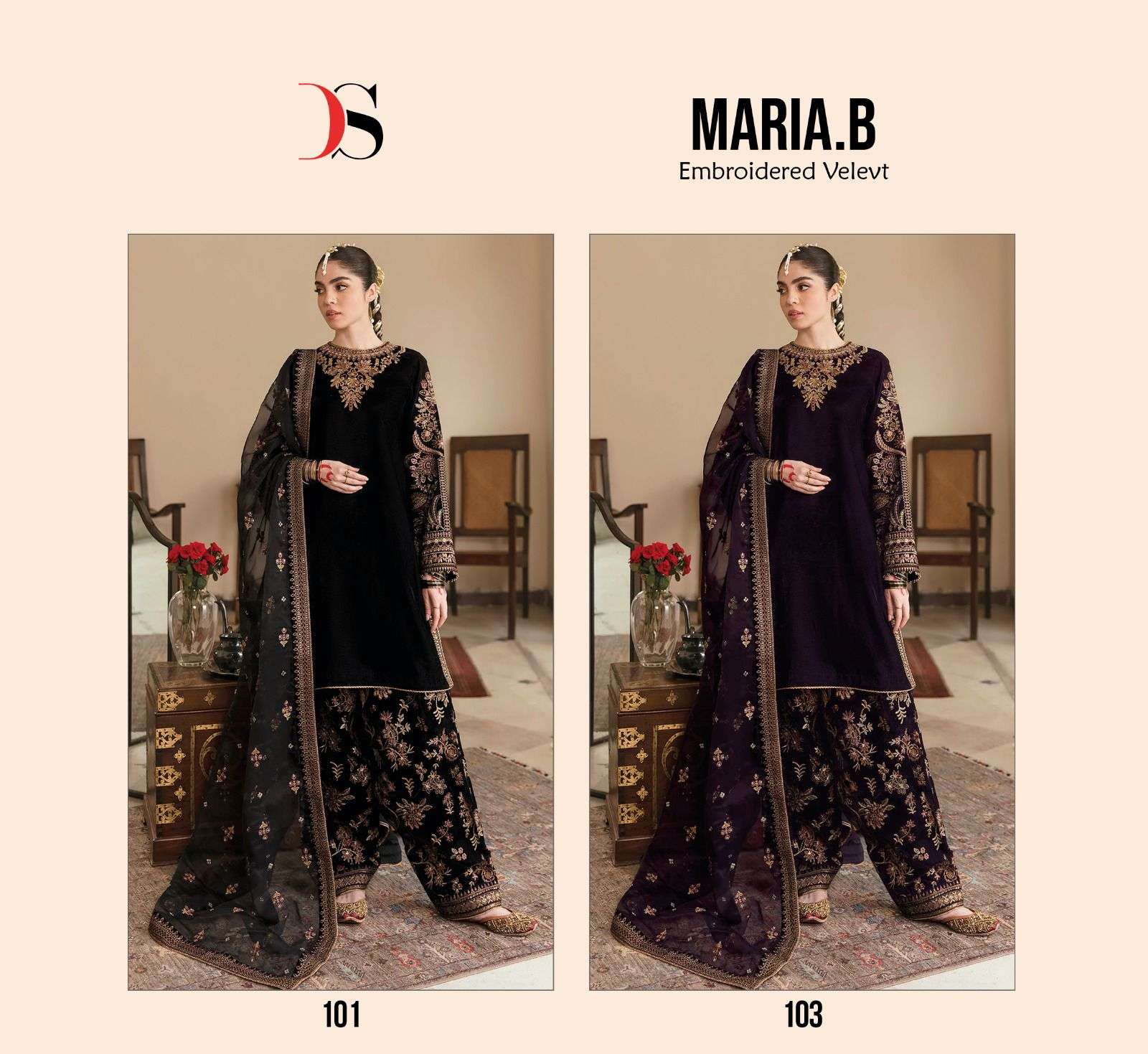 Deepsy Maria B Embroidered Velvet Pakistani Salwar Kameez Wholesale catalog