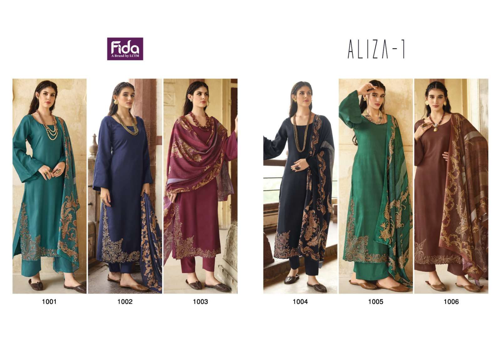 Fida Aliza 1 Premium Embroidery Dress Material Wholesale catalog