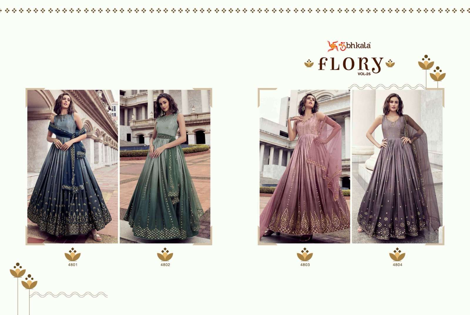 FLORY VOL. 25 Sequince Embroidered Work Anarkali Gown Kurti Wholesale catalog