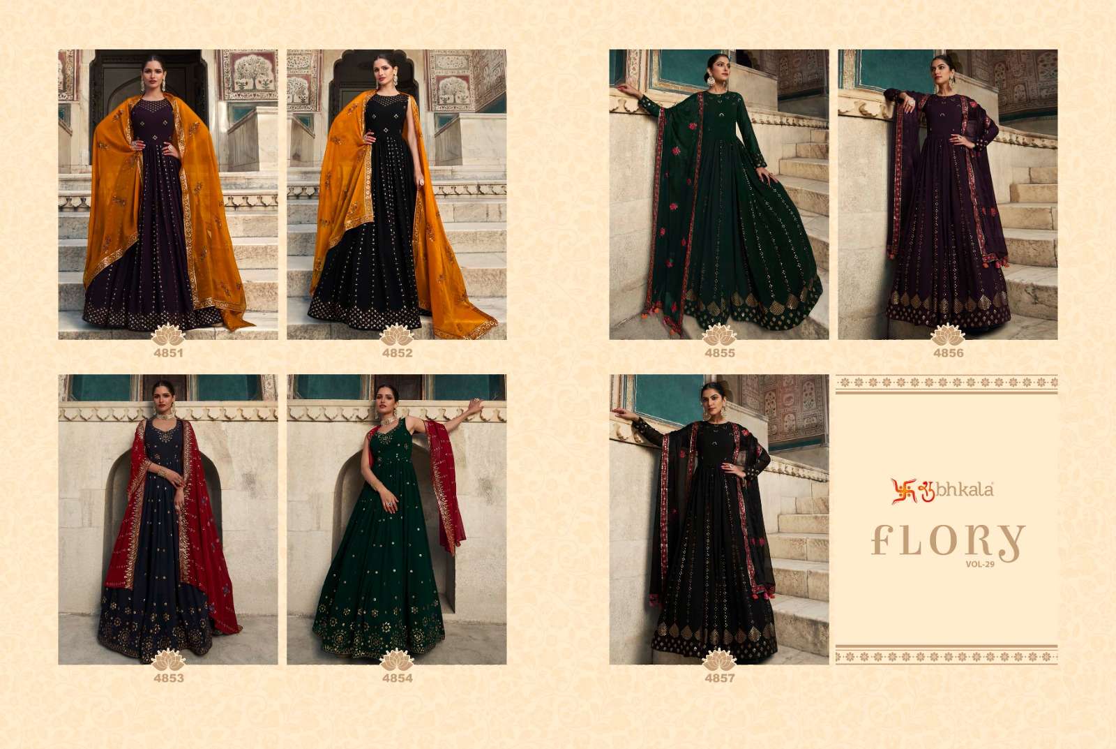 FLORY VOL. 29 Sequince Embroidered Work Anarkali Gown Kurti Wholesale catalog