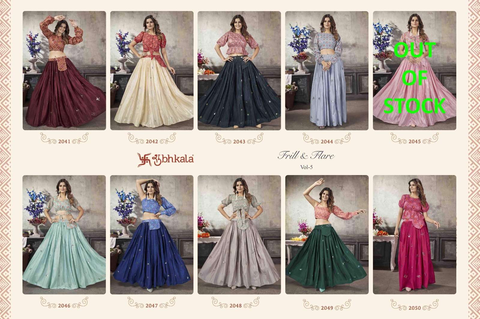 FRILL & FLARE VOL. 5 Exclusive Stitched Fancy Croptop Style Wholesale catalog