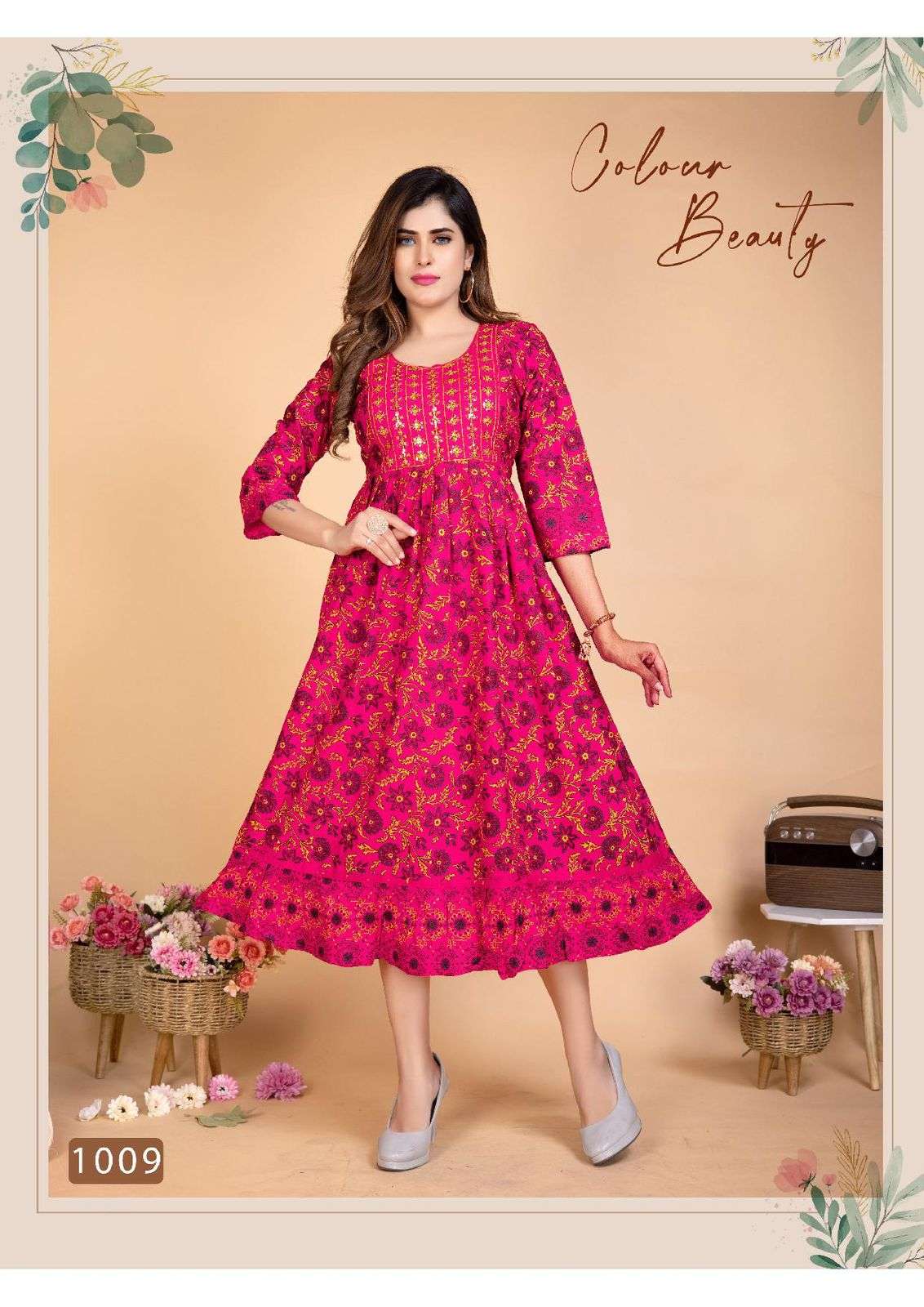 Golden Color Beauty Rayon Sequence Work Designer Kurti Wholesale catalog