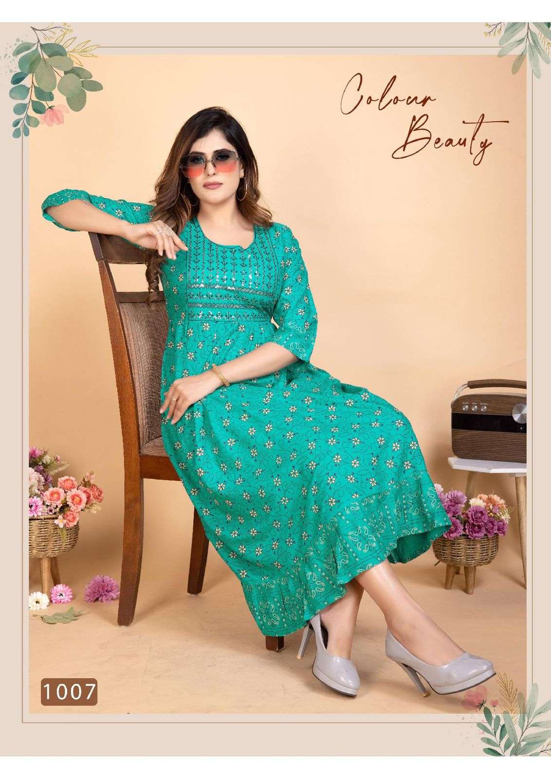 Golden Color Beauty Rayon Sequence Work Designer Kurti Wholesale catalog