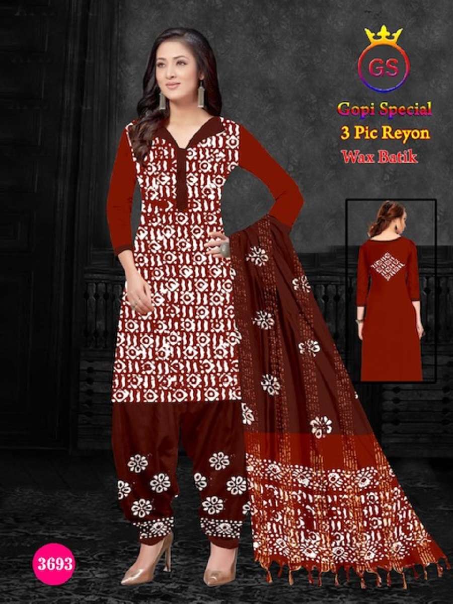 GS Rayon Contrass Wax Batic -Dress Material -Wholesale Catalog