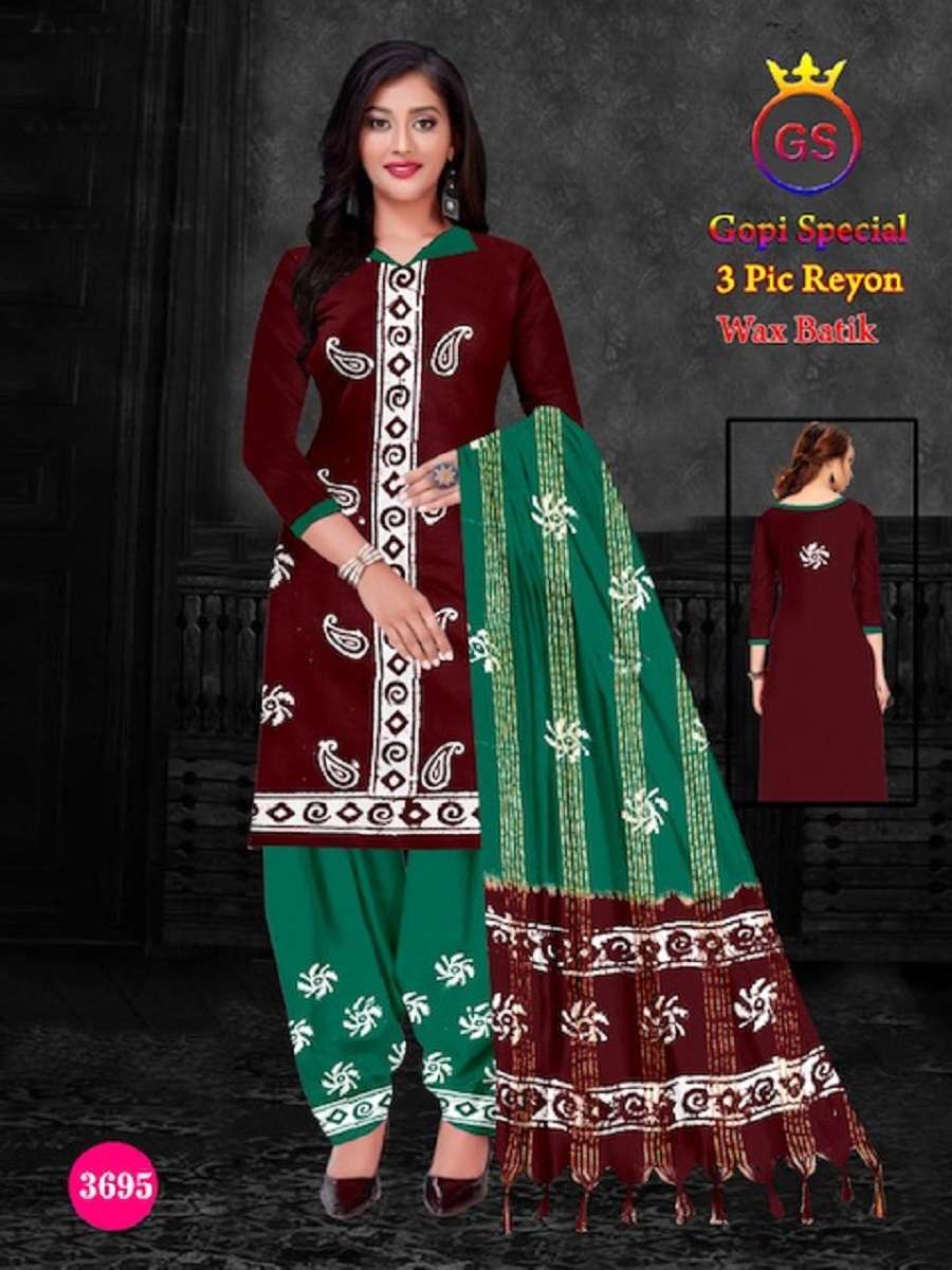GS Rayon Contrass Wax Batic -Dress Material -Wholesale Catalog