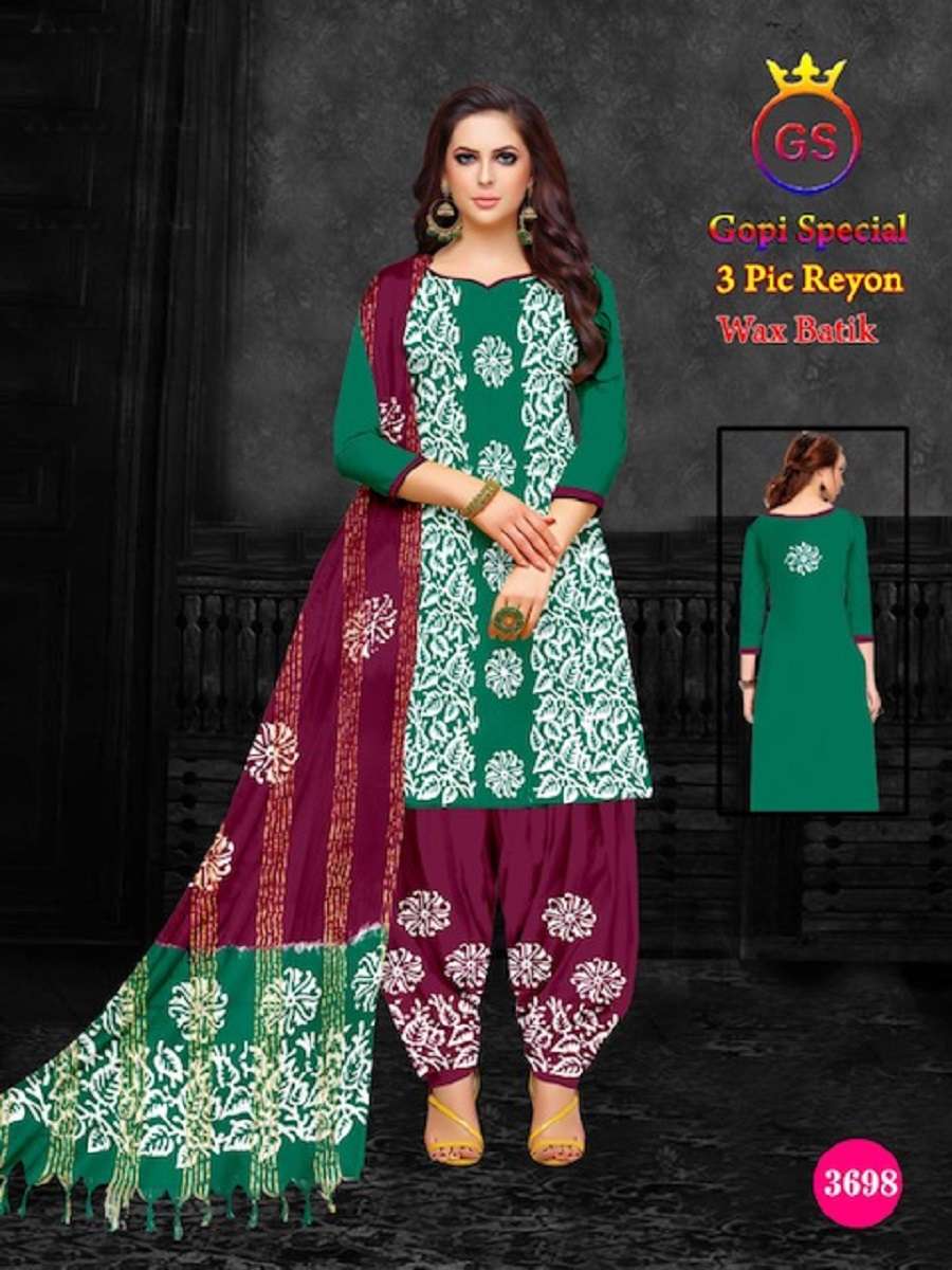 GS Rayon Contrass Wax Batic -Dress Material -Wholesale Catalog