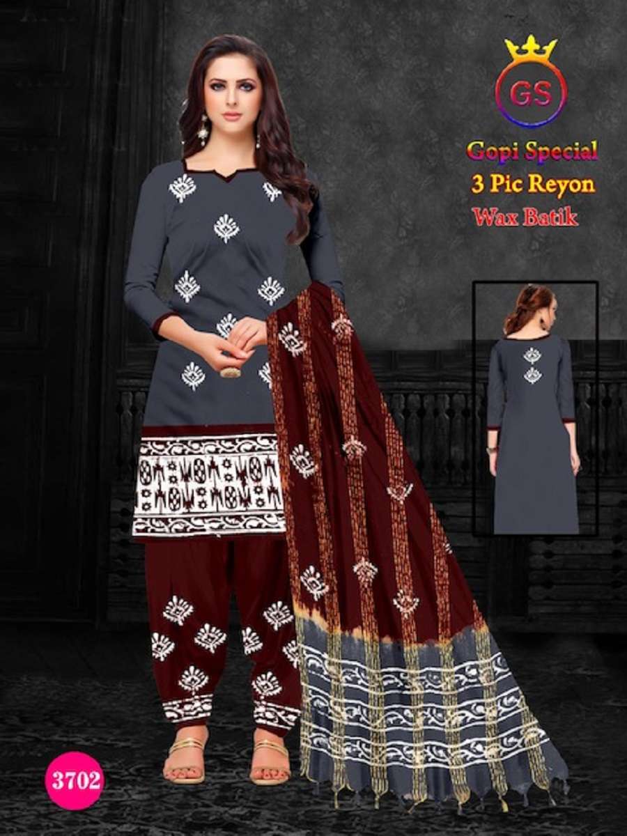 GS Rayon Contrass Wax Batic -Dress Material -Wholesale Catalog