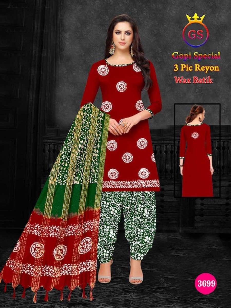 GS Rayon Contrass Wax Batic -Dress Material -Wholesale Catalog