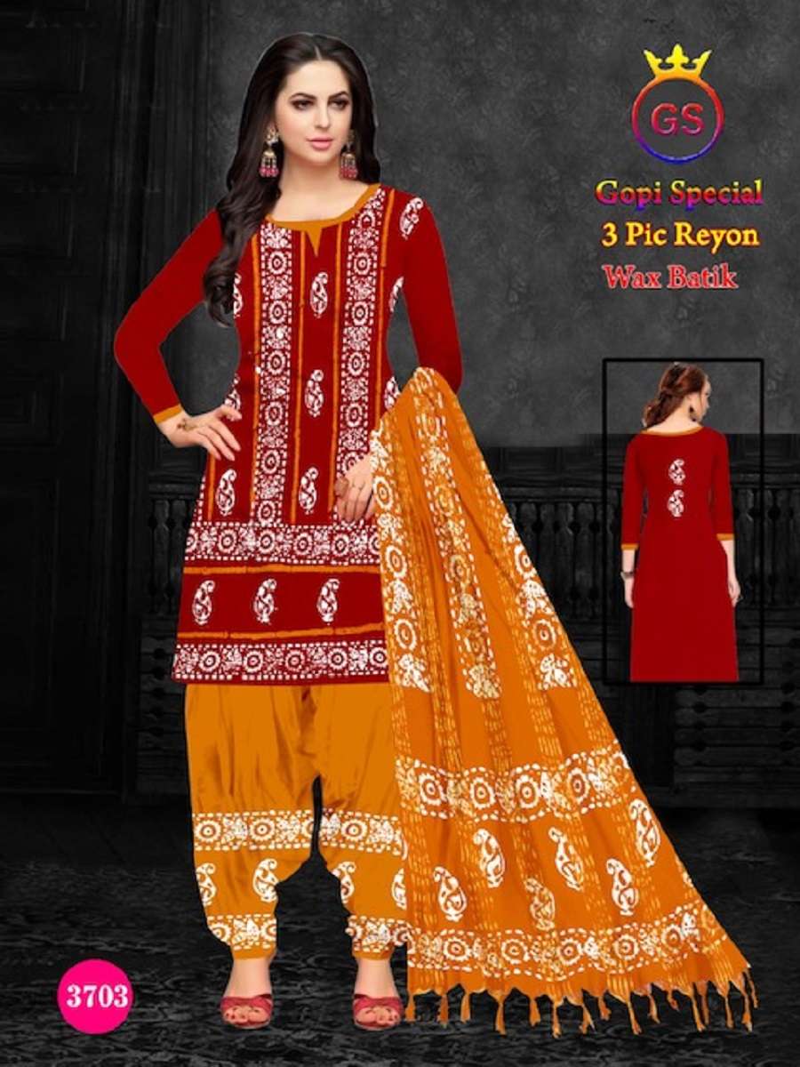 GS Rayon Contrass Wax Batic -Dress Material -Wholesale Catalog
