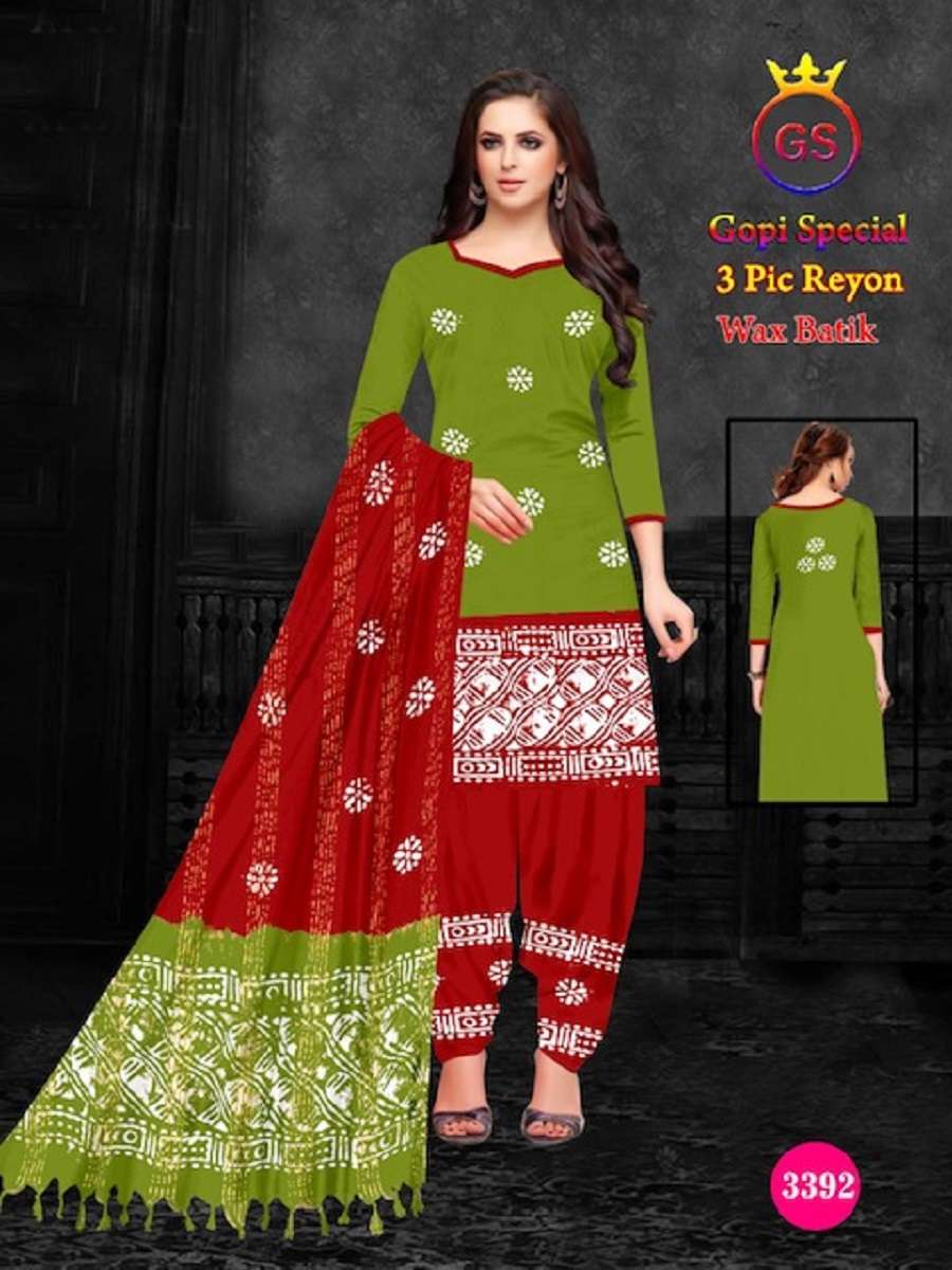 GS Rayon Contrass Wax Batic -Dress Material -Wholesale Catalog