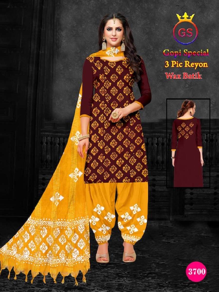GS Rayon Contrass Wax Batic -Dress Material -Wholesale Catalog