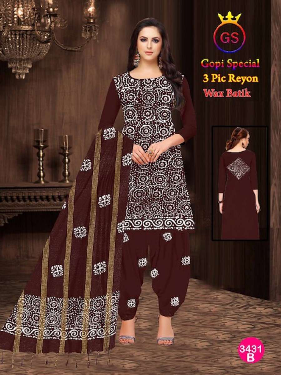 GS Rayon Gopi Wax Batic -Dress Material -Wholesale Catalog