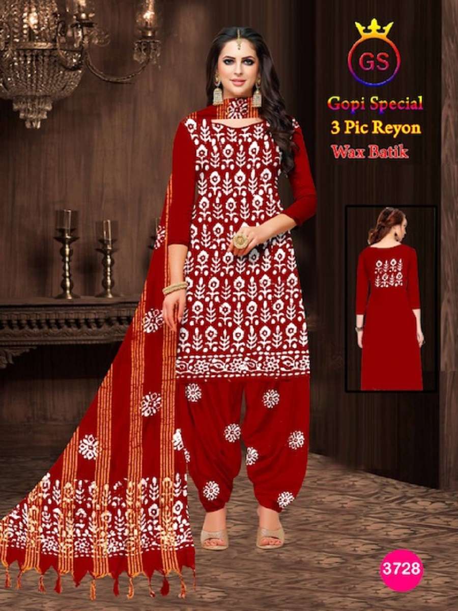 GS Rayon Gopi Wax Batic -Dress Material -Wholesale Catalog